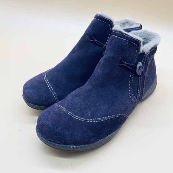 Clarks Shoes - Clarks Roseville Aster Ankle Boot Purple Women's Size 8.5 W Faux Fur Side Zip